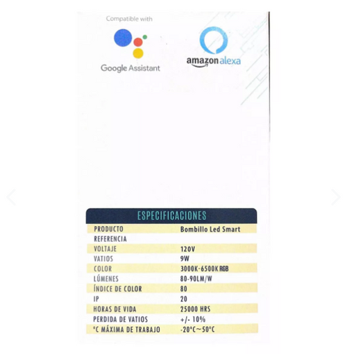 Bombillo LED Inteligente WiFi RGB 9W